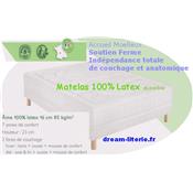 matelas eLoveline 100% latex 7 zones haut.23cm,ou PackDream.