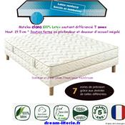 Matelas ALOÉ 100% latex 7 zones haut.19,5cm, ou PackDream