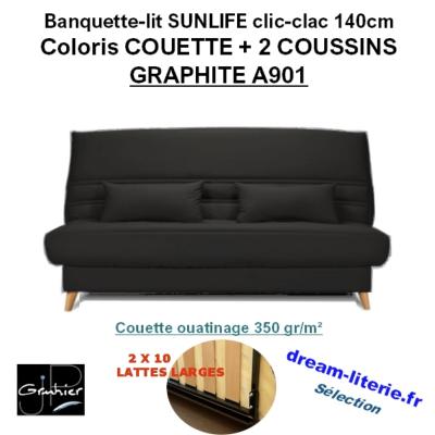 CLIC-CLAC SUNLIFE, Couchage 140x190CM Mat.SOFAFLEX HD26kg/m3 Haut.13cm. LATTES LARGES.