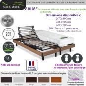 ATRIA sommier "Relaxation" à moteur électrique avec télécommande filliaire, cadre déco et pieds COMPRIS..