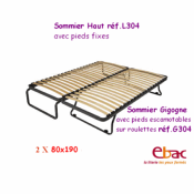 Lit Gigogne lit Haut ET bas relevable en 2 couchages x (80x190cm).