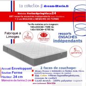 Matelas Herina-Spring-Visco Haut.24cm à ressorts ensachés indépendants + Visco...