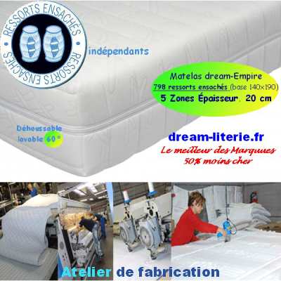 Matelas dream-Empire ressorts ensachés haut.20cm, ou Pack Dream